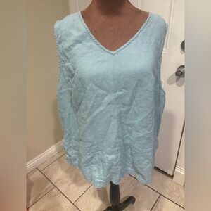 Sky Blue V-Neck Women's Blouse